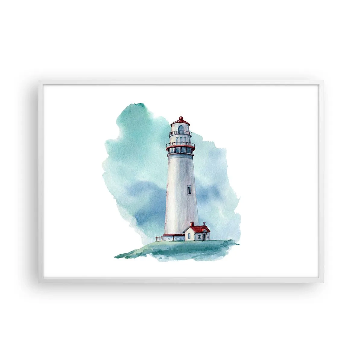 Plakat w białej ramie - Łagodna siostra błękitu - 100x70 cm