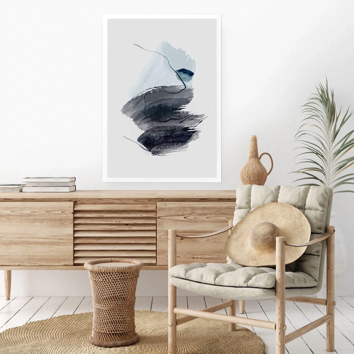 Plakat - Abstrakcyjne pociągnięcia pędzla w odcieniach szarości - 50x70cm - Intensywność i ruch - Nowoczesna dekoracja ścienna do salonu, kuchni i sypialni ARTTOR