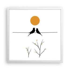 Plakat w białej ramie - Słowiczy wieczór - 50x50 cm