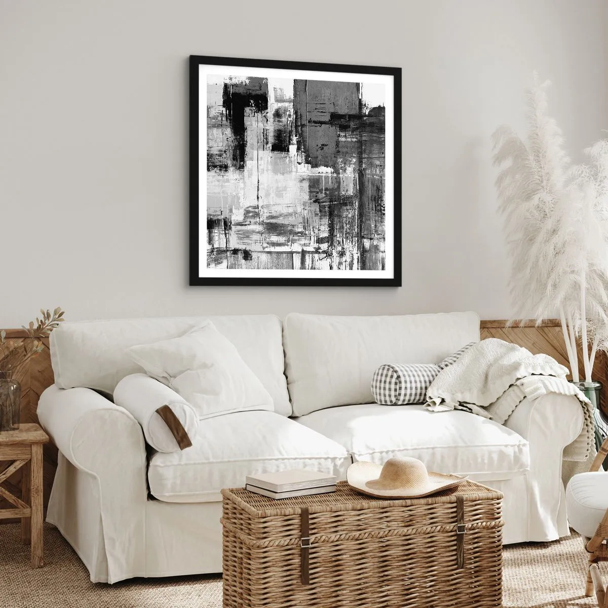 Plakat w czarnej ramie - Szare jest piękne - 30x30 cm