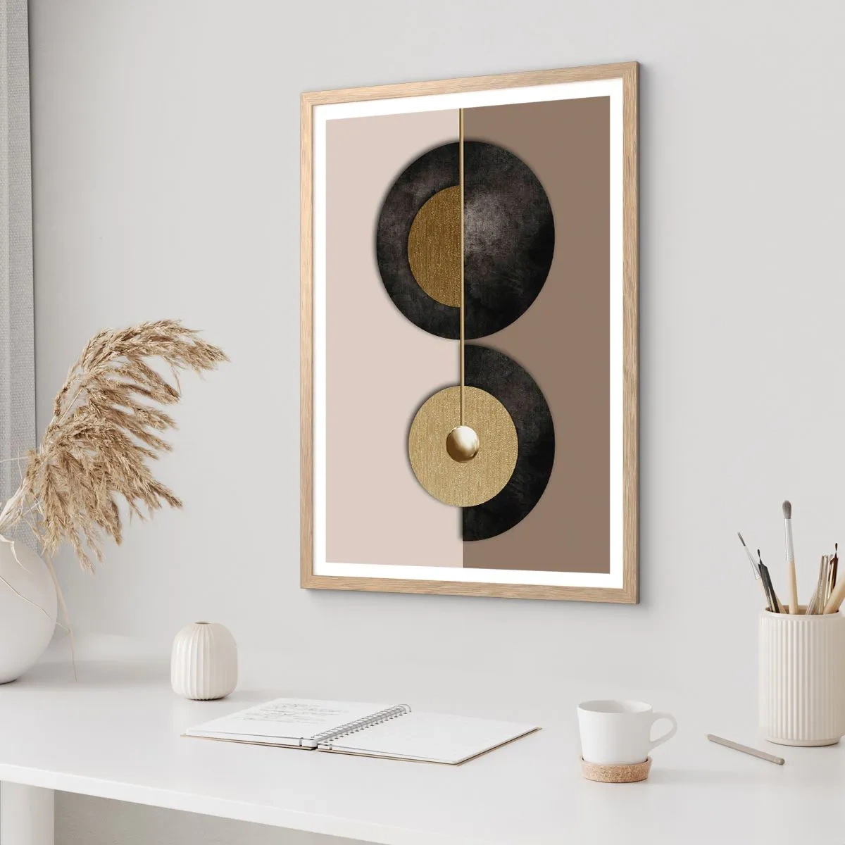 Plakat w ramie jasny dąb - Wariacje wokół koła - 70x100 cm