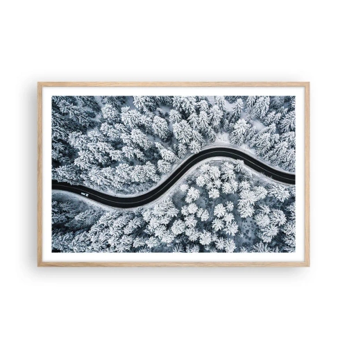 Plakat w ramie jasny dąb - Przez zimowy las - 91x61 cm