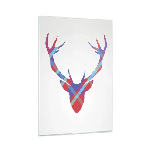 Obraz na szkle - Geometryczny wizerunek jelenia na jasnym tle - 80x120cm - Szkocki jeleń - Nowoczesna dekoracja ścienna do salonu i sypialni ARTTOR
