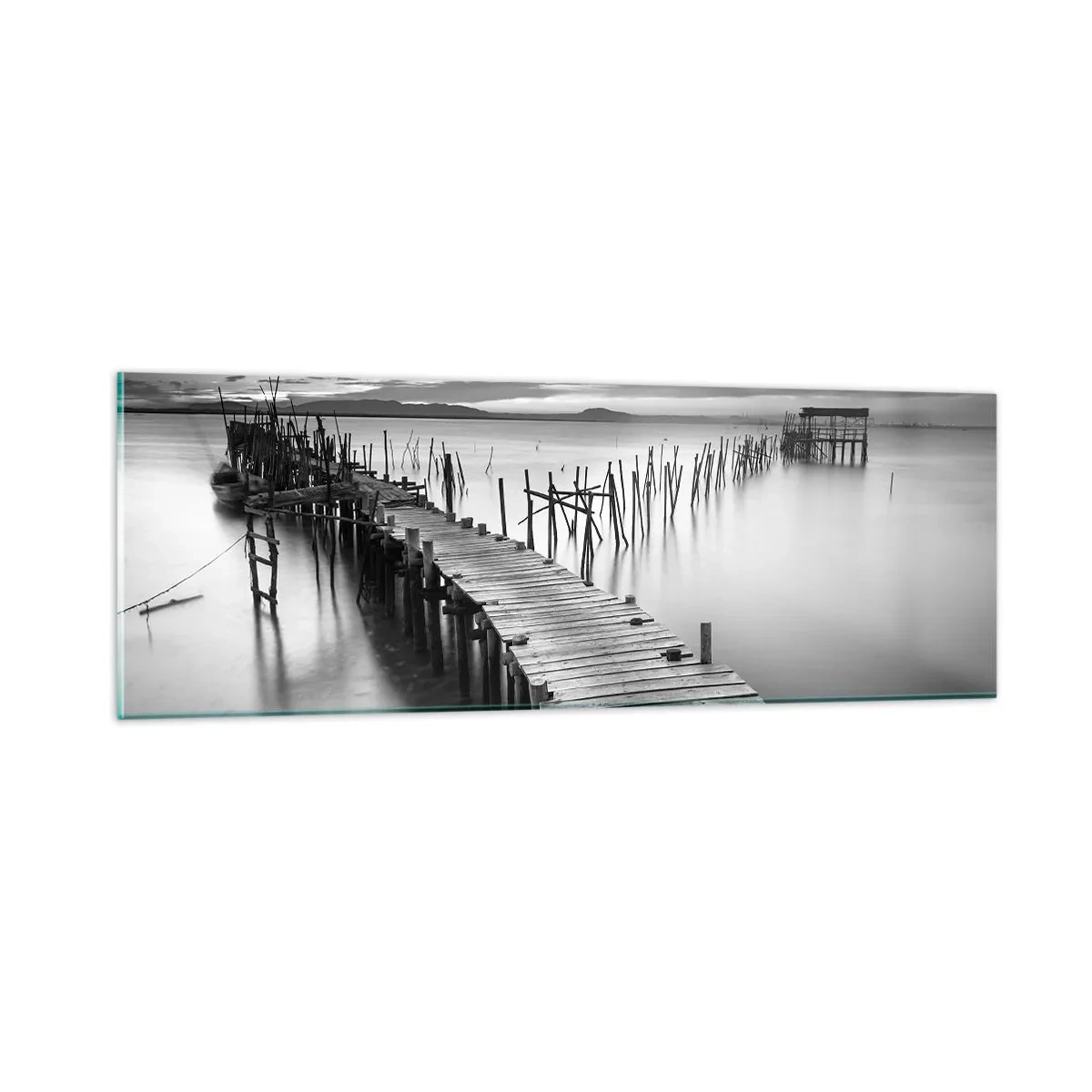 Obraz na szkle - Spokój zapomnianego brzegu - 90x30 cm