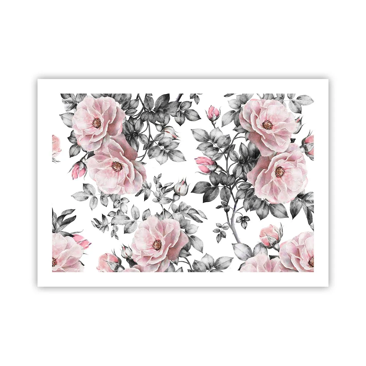 Plakat - Zagubić się w kwiatach róż - 70x50 cm