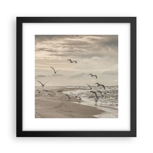 Plakat w czarnej ramie - Morza szum, ptaków śpiew - 30x30 cm