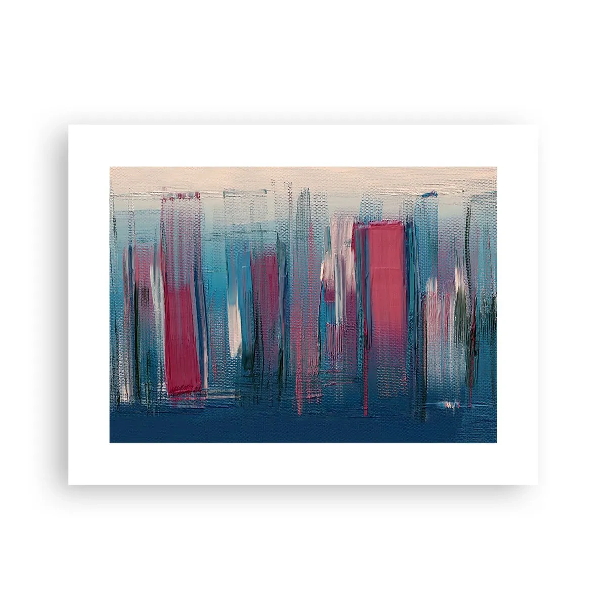 Plakat - Kompozycja wertykalna w błękicie i czerwieni - 40x30 cm