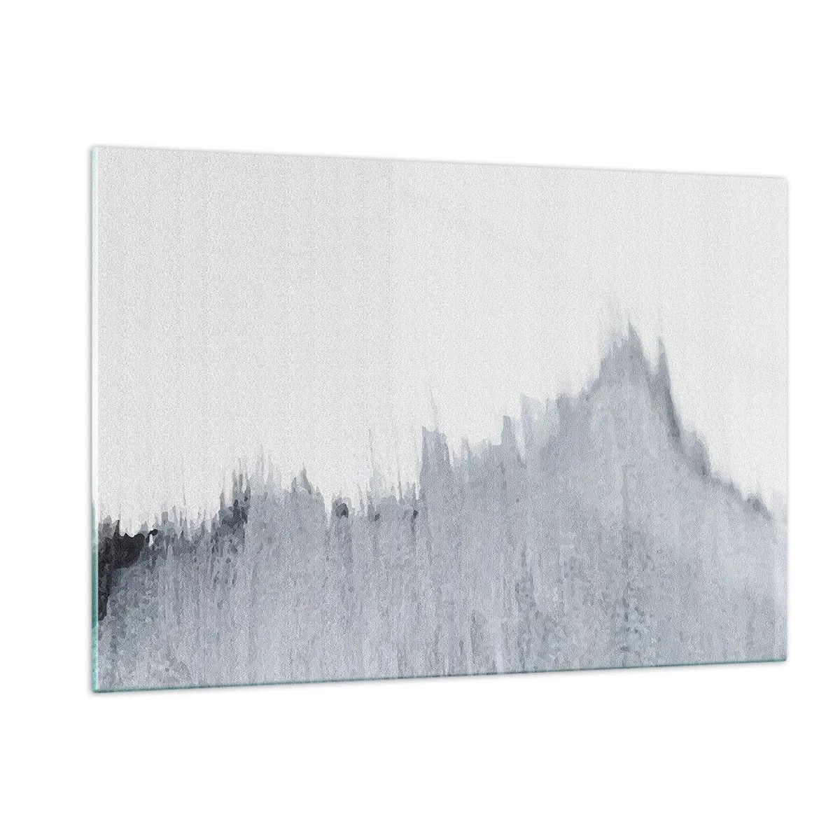 Obraz na szkle - Abstrakcyjna kompozycja w odcieniach szarości przypominająca zapis na tle bieli - 120x80cm - Tajemniczy zapis - Nowoczesna dekoracja ścienna do salonu, kuchni i sypialni ARTTOR