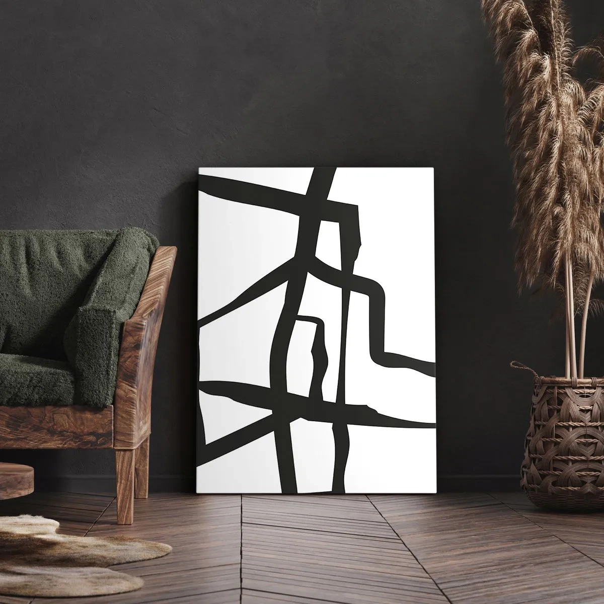 Obraz na płótnie - Czarno-biała konstrukcja - 45x80 cm