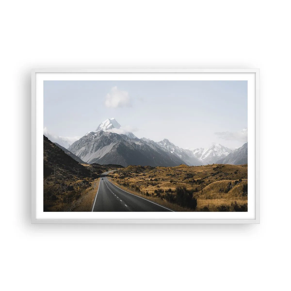 Plakat w białej ramie - Droga do serca gór - 91x61 cm