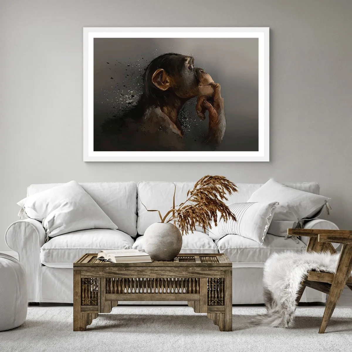 Plakat w białej ramie - Z pewnością myśliciel - 40x40 cm