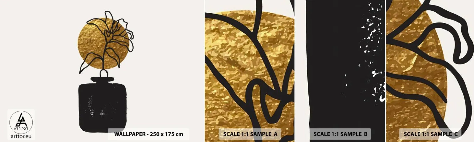 Fototapeta Próbka Samoprzylepna Deluxe Sticker - Piękno na wagę złota - Wazon, Kwiaty, Minimalizm - 100x30 cm