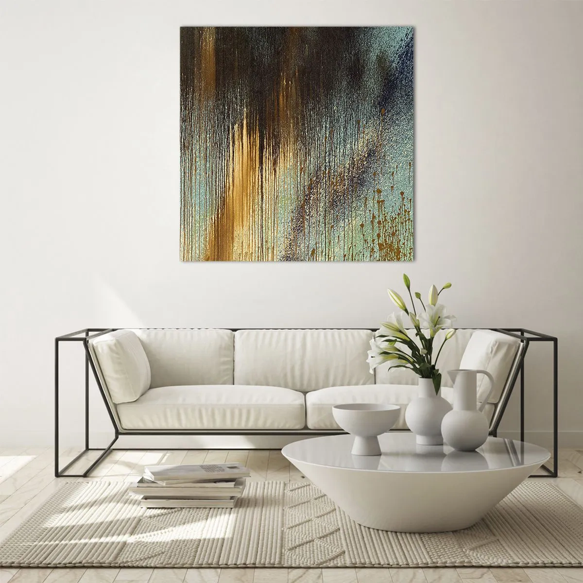 Obraz na szkle - Nieprzypadkowa barwna kompozycja - 70x70 cm