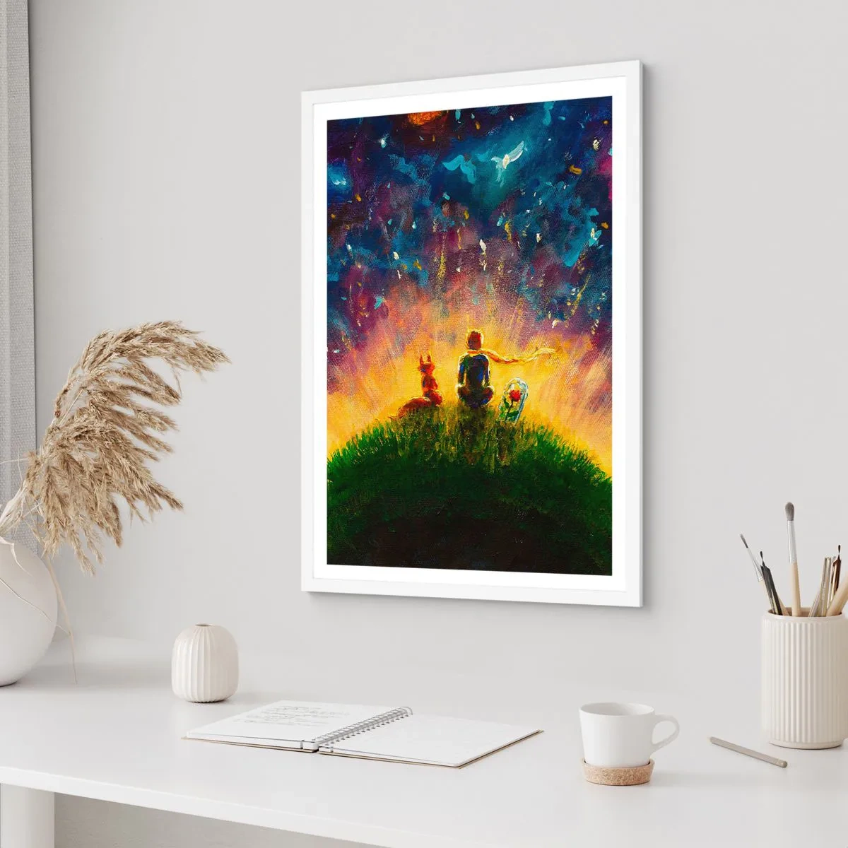 Plakat w białej ramie - Miłość i przyjaźń - cały świat - 40x50 cm