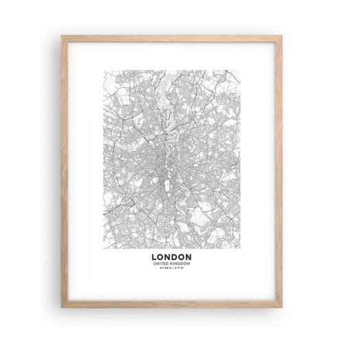 Plakat w ramie jasny dąb - Mapa londyńskiego labiryntu - 40x50 cm