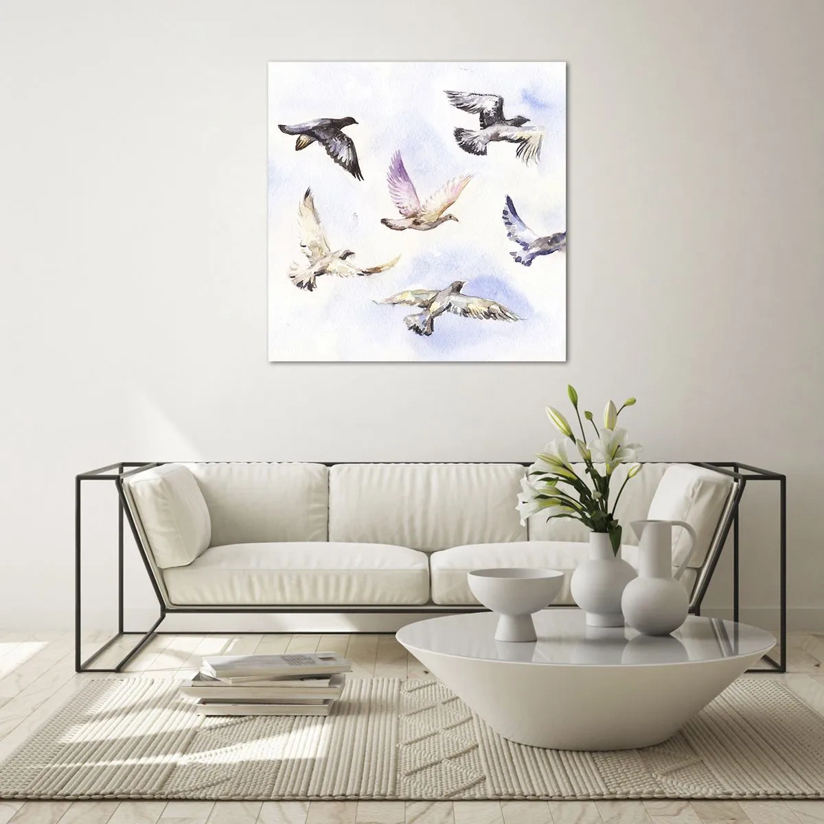 Obraz na szkle - Wolność w szarości i błękicie - 70x70 cm