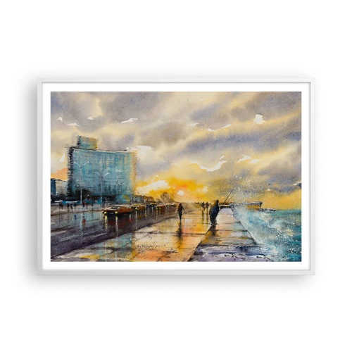 Plakat w białej ramie - Życie na brzegu - 100x70 cm