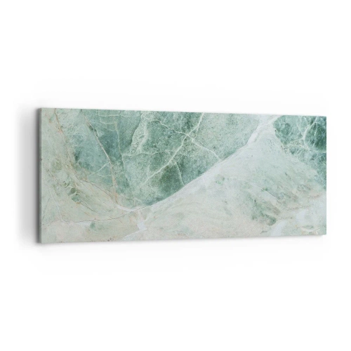 Obraz na płótnie - Zielony marmur z delikatnymi białymi żyłkami - 120x50cm - Szlachetny chłód kamienia - Nowoczesna dekoracja ścienna do salonu i sypialni ARTTOR