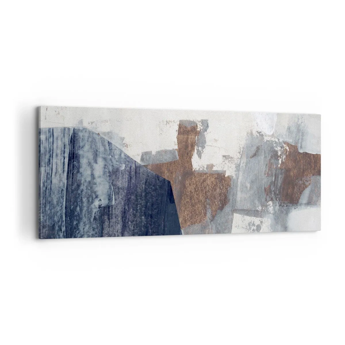 Obraz na płótnie - Błękitno-brunatne kształty - 100x40 cm