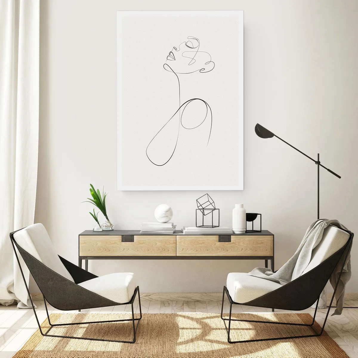 Plakat - Minimalistyczna linia tworząca sylwetkę kobiety - 50x70cm - Zapętlona w marzeniach - Nowoczesna dekoracja ścienna do salonu, kuchni i sypialni ARTTOR