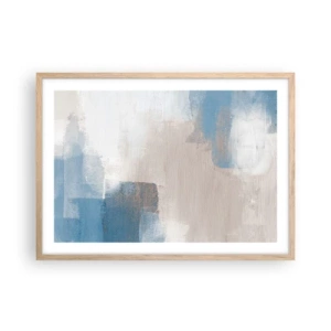 Plakat w ramie jasny dąb - Abstrakcja różowa za zasłoną błękitu - 70x50 cm