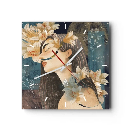 Zegar ścienny - Baśń o królewnie z liliami - 40x40 cm