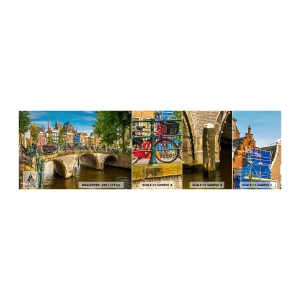 Fototapeta Próbka Samoprzylepna Deluxe Sticker - Wiosna nad kanałem - Miasto, Amsterdam, Architektura - 100x30 cm