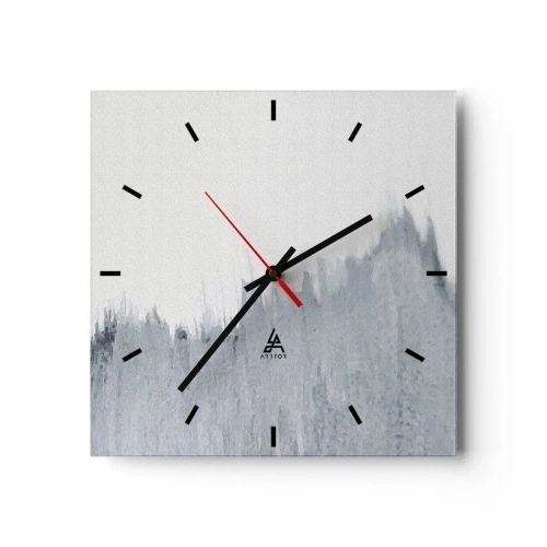 Zegar ścienny - Abstrakcyjna szara kompozycja w minimalistycznym stylu - 30x30cm - Tajemniczy zapis - Nowoczesna dekoracja ścienna do salonu i sypialni ARTTOR