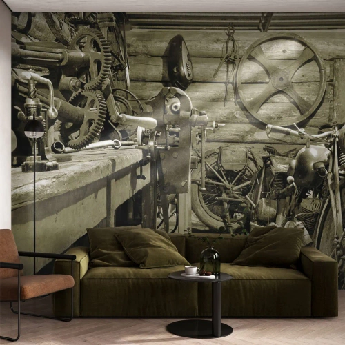 Fototapeta Standard Eco - W szopie wuja Władka - Motocykl, Warsztat Samochodowy, Vintage - 300x210 cm