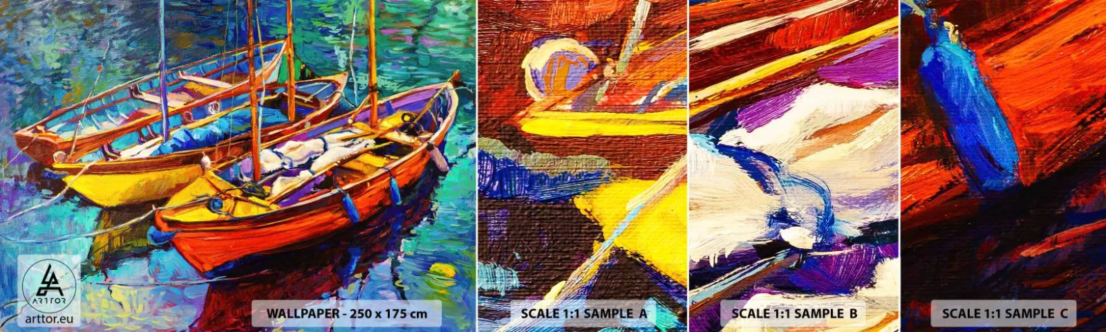 Fototapeta Próbka Samoprzylepna Deluxe Sticker - Na wodzie gęstej od barw - Łódź, Żaglówka, Morze - 100x30 cm