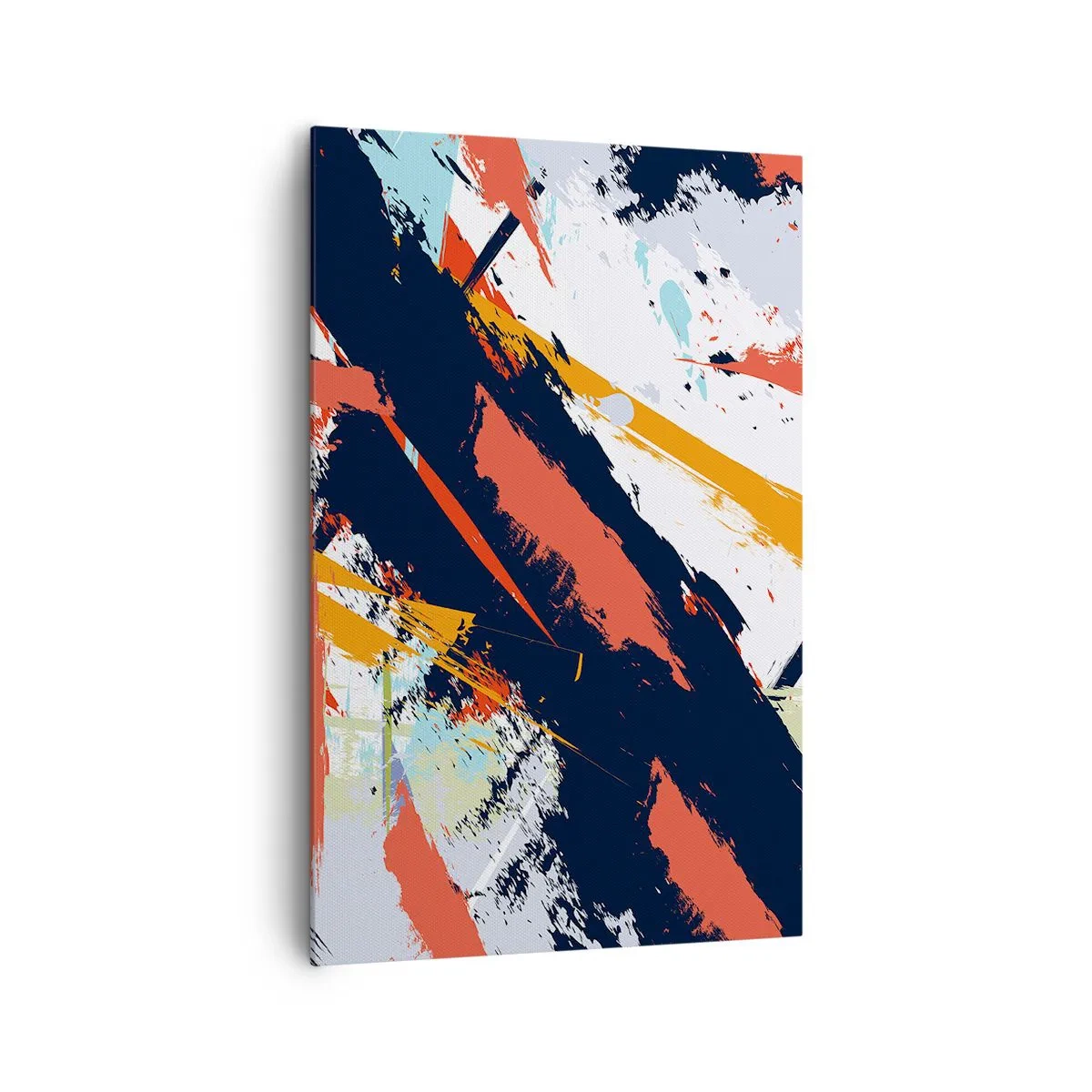 Obraz na płótnie - Abstrakcyjne pociągnięcia pędzla w żywych kolorach - 80x120cm - Kompozycja dynamiczna - Nowoczesna dekoracja ścienna do salonu i sypialni ARTTOR