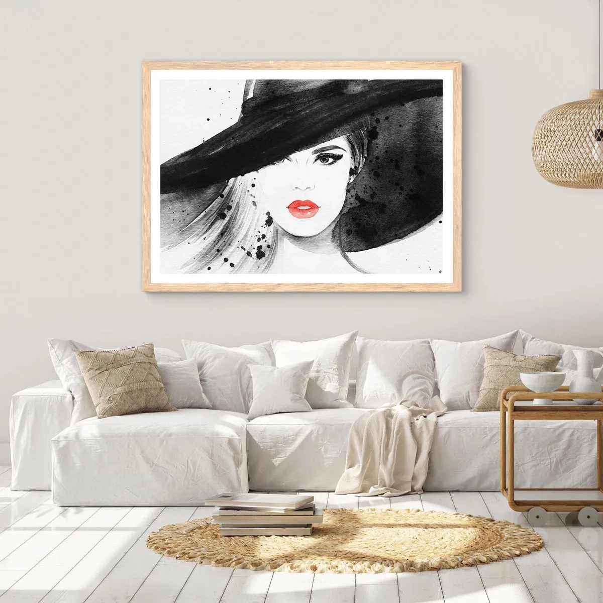 Plakat w ramie jasny dąb - Dama w czerni - 40x30 cm