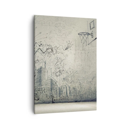 Obraz na płótnie - Rysunkowe graffiti z motywami miasta i kreatywności - 50x70cm - Moje wspaniałe miejskie życie - Nowoczesna dekoracja ścienna do salonu, kuchni i sypialni ARTTOR