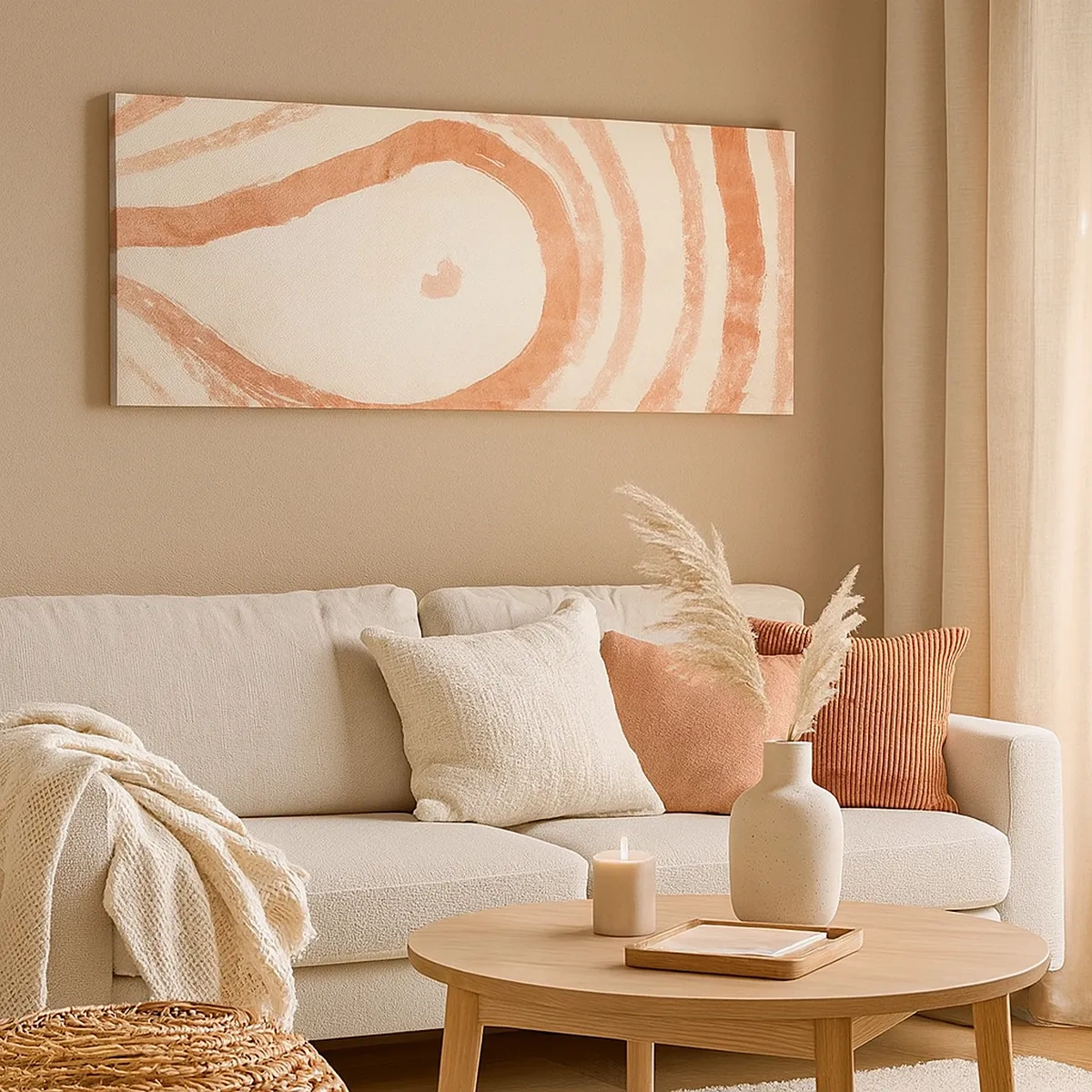 Obraz na płótnie - Koralowe kręgi – kompozycja - 30x30 cm