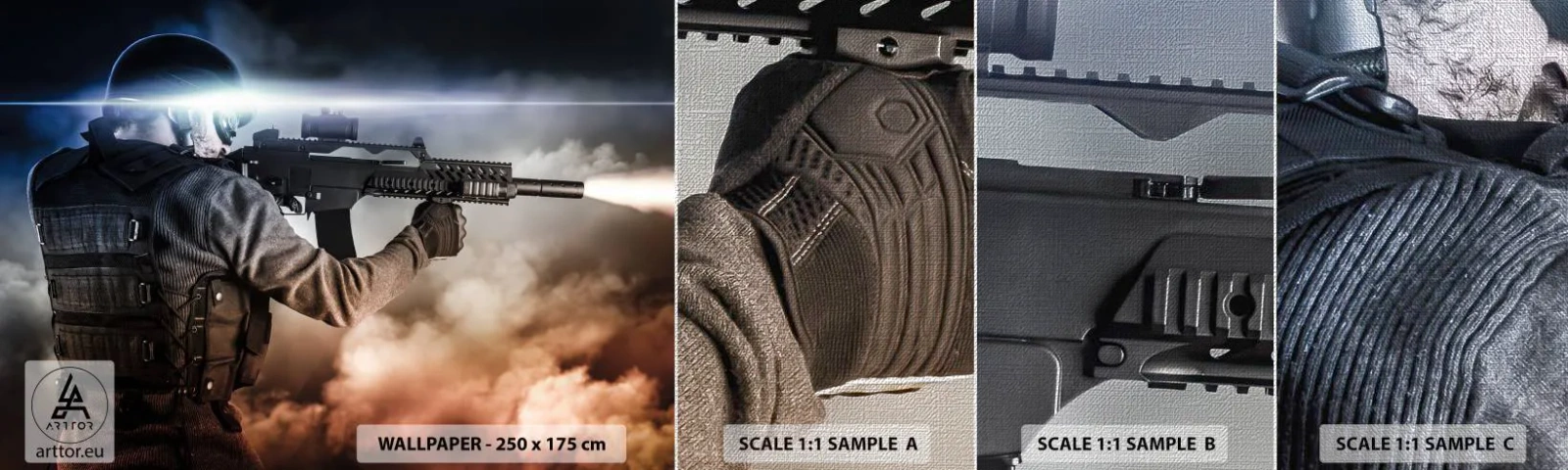 Fototapeta Próbka Premium Canvas - Po prostu bohater - Militaria, Broń, Żołnierz - 100x30 cm