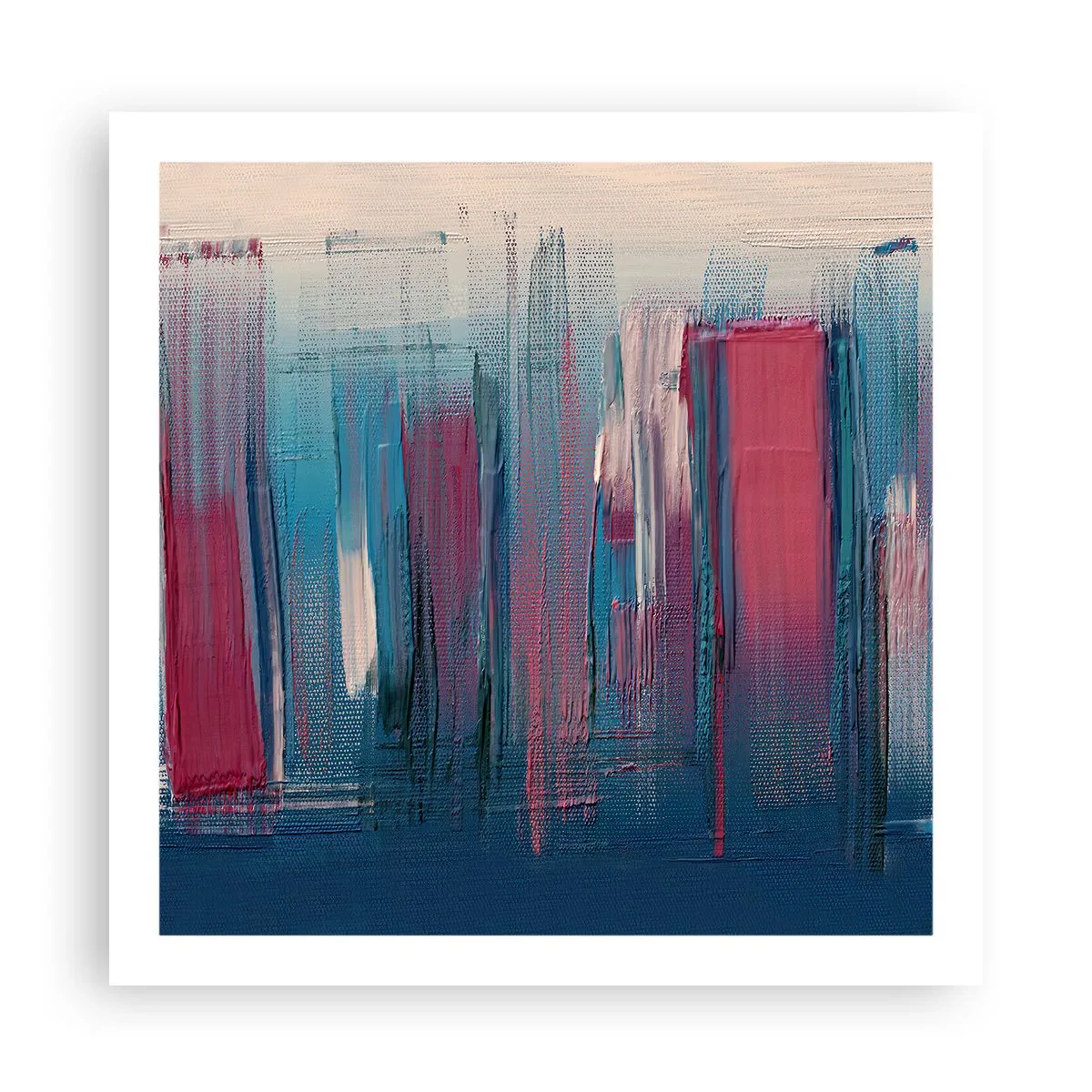 Plakat - Kompozycja wertykalna w błękicie i czerwieni - 60x60 cm