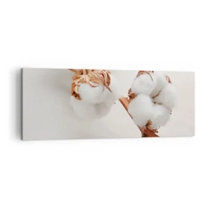 Obraz na płótnie - Gałązka bawełny na subtelnym tle - 140x50cm - Tylko tulić - Nowoczesna dekoracja ścienna do salonu i sypialni ARTTOR