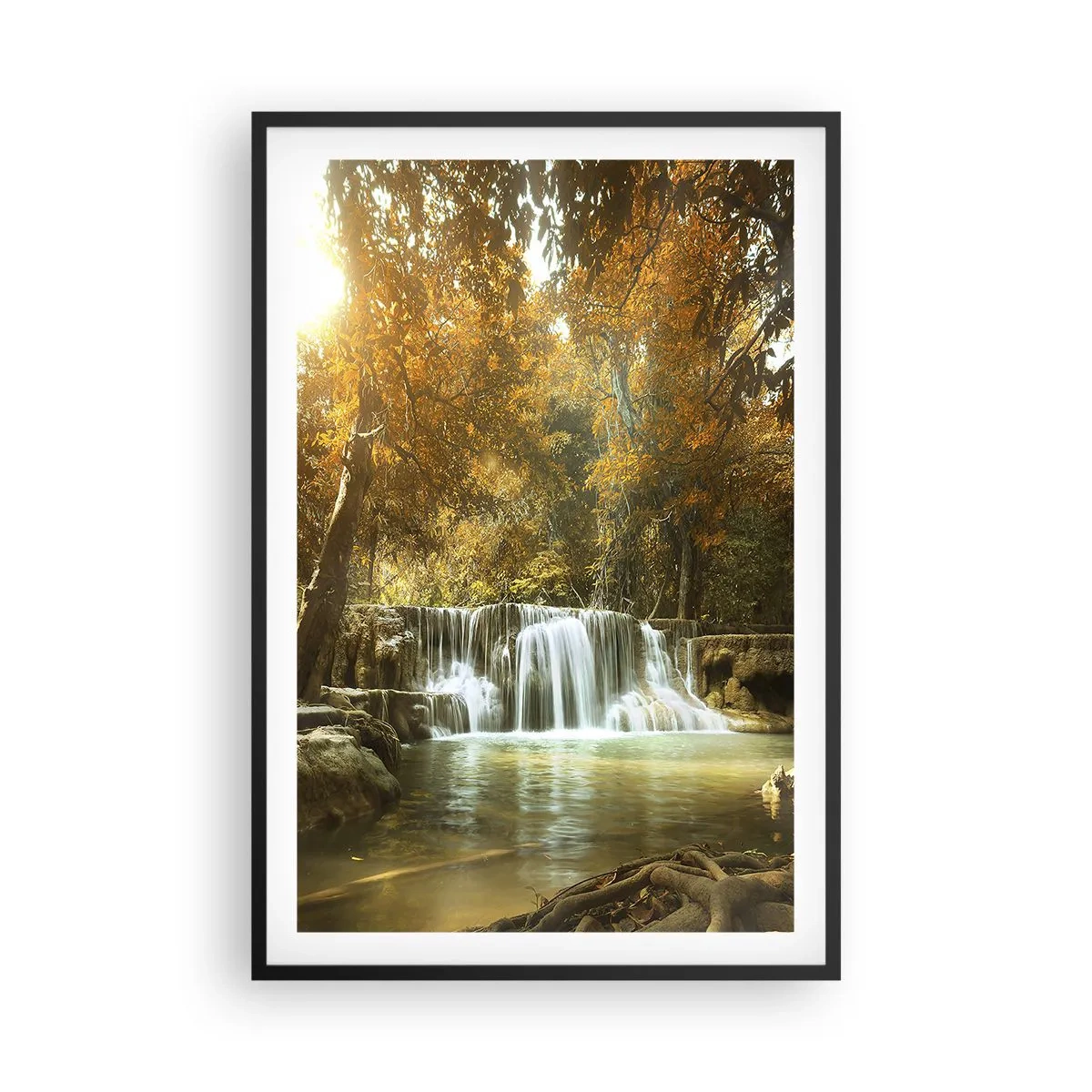 Plakat w czarnej ramie - Parkowa kaskada - 61x91 cm
