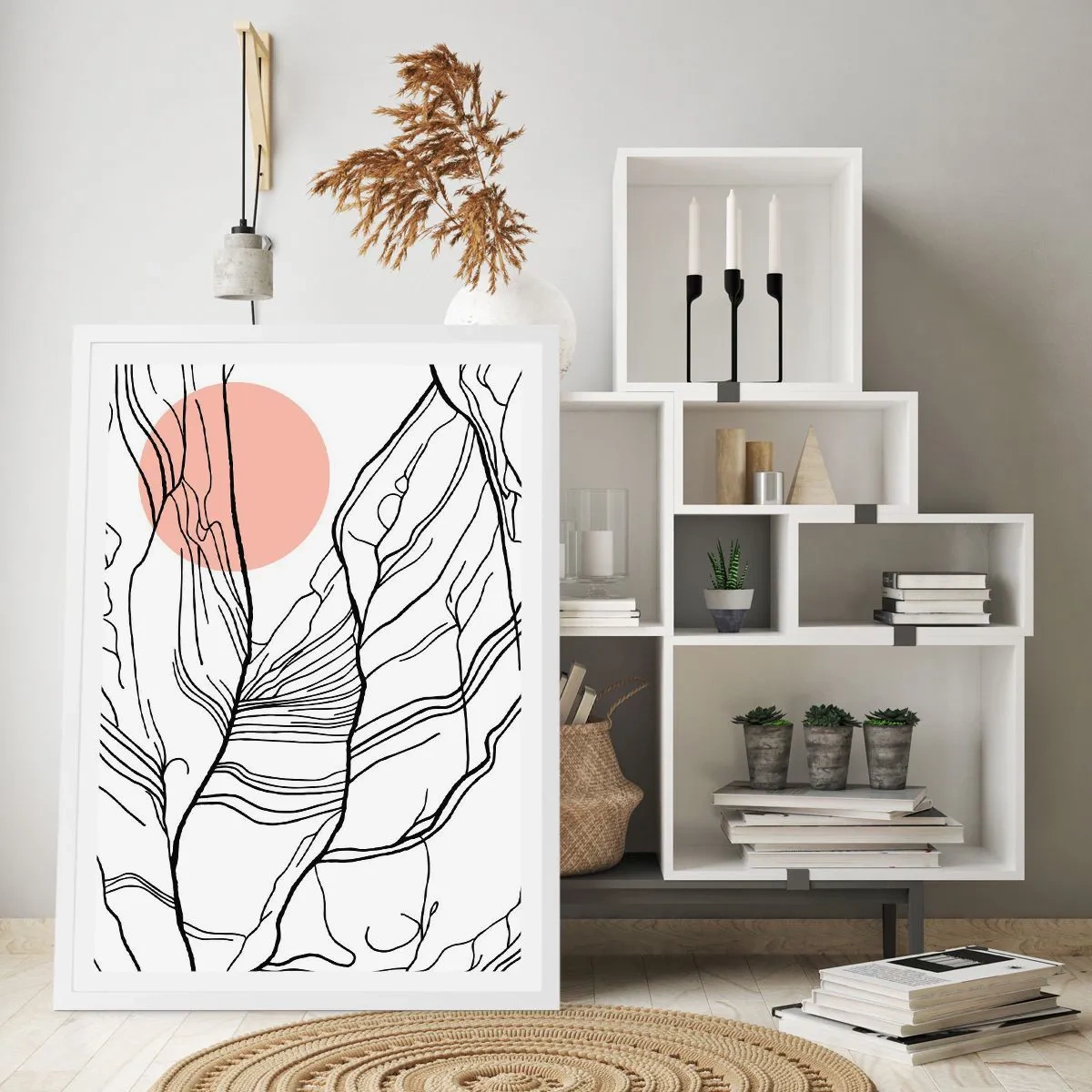 Plakat w białej ramie - W sieci gałązek - 30x40 cm