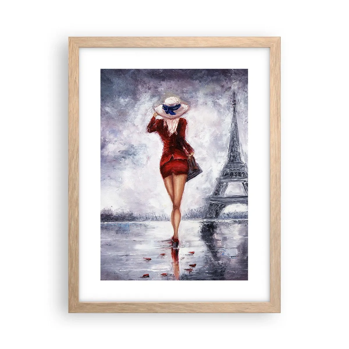 Plakat w ramie jasny dąb - Paryskie symbole - 30x40 cm