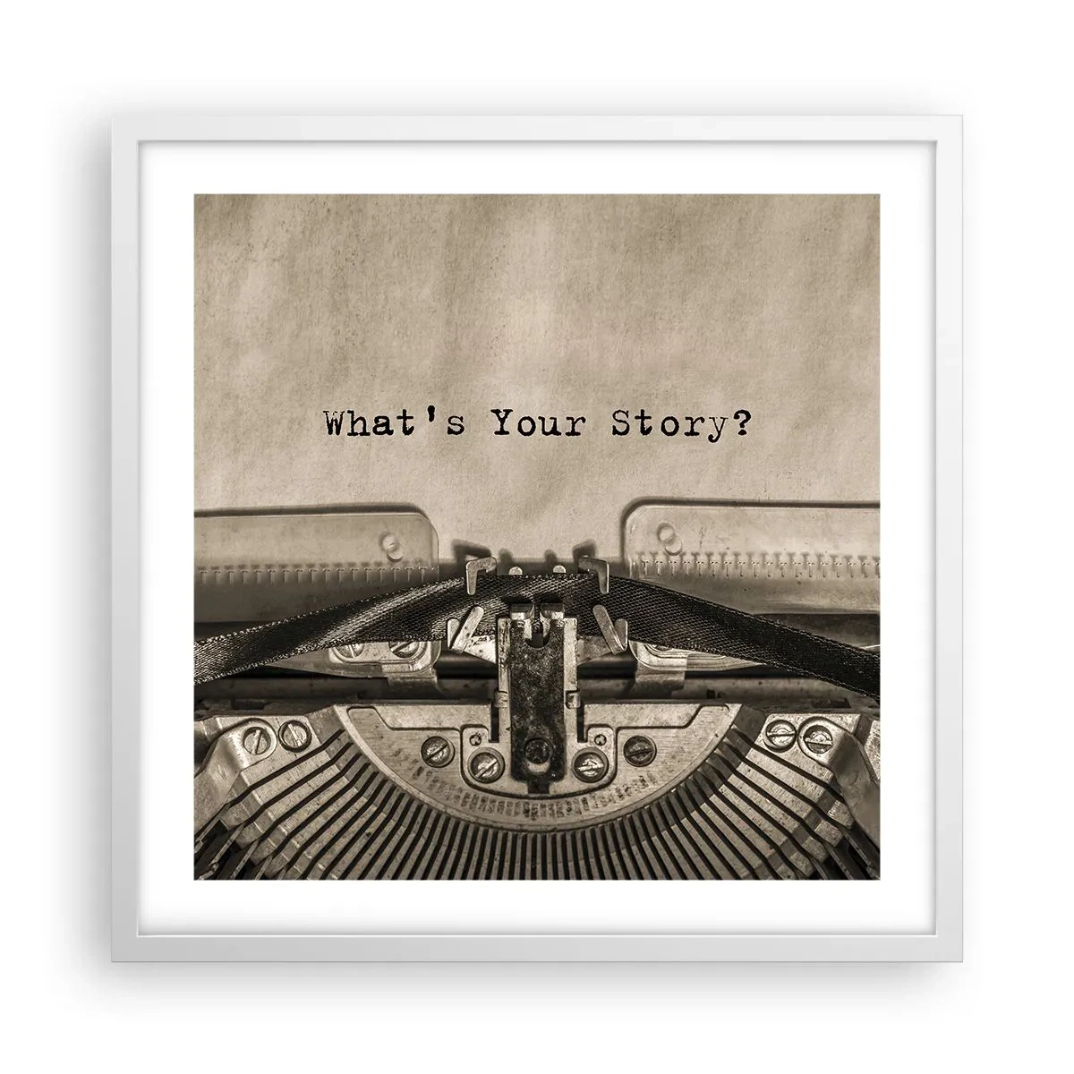 Plakat w białej ramie - Opowiedz mi - 50x50 cm