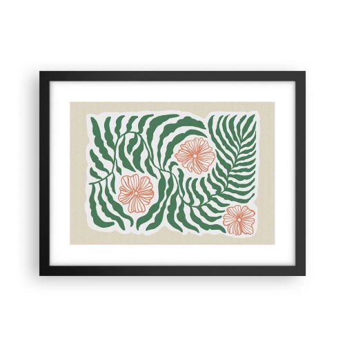 Plakat w czarnej ramie - Rozkwitłe w zieleni - 40x30 cm