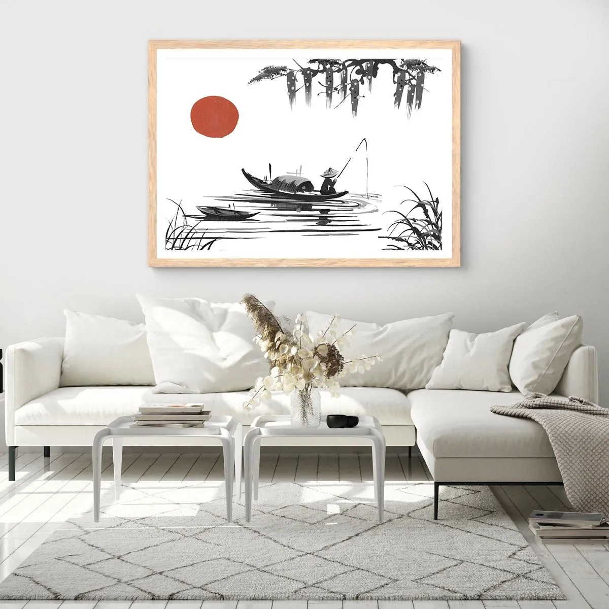 Plakat w ramie jasny dąb - Azjatyckie popołudnie - 50x40 cm