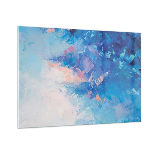 Obraz na szkle - Abstract winter landscape with cool blues and soft pink hues - 100x70cm - Zimowa abstrakcja - Nowoczesna dekoracja ścienna do salonu, kuchni i sypialni ARTTOR