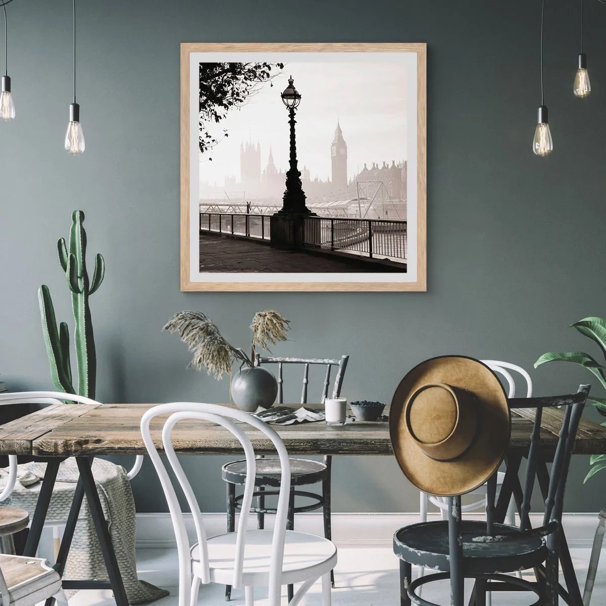 Plakat w ramie jasny dąb - Londyński poranek - 60x60 cm