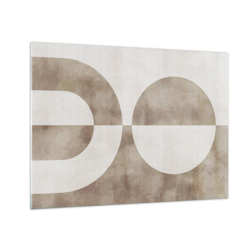 Obraz na szkle - Geometria w beżach z półokręgiem i kołem na tle poziomym - 70x50cm - Podobieństwa i różnice - Nowoczesna dekoracja ścienna do salonu i sypialni ARTTOR