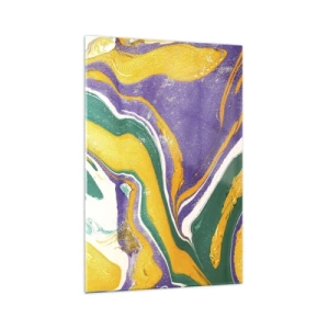 Obraz na szkle - Abstrakcyjny wzór marmurkowy w żywych barwach - 70x100cm - Fale barw - Nowoczesna dekoracja ścienna do salonu i sypialni ARTTOR