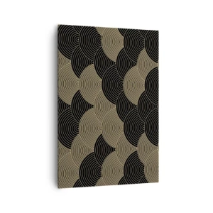 Obraz na płótnie - Wzór w stylu art deco z półokręgami i złotymi liniami - 70x100cm - Jedność w wielości - Nowoczesna dekoracja ścienna do salonu i sypialni ARTTOR