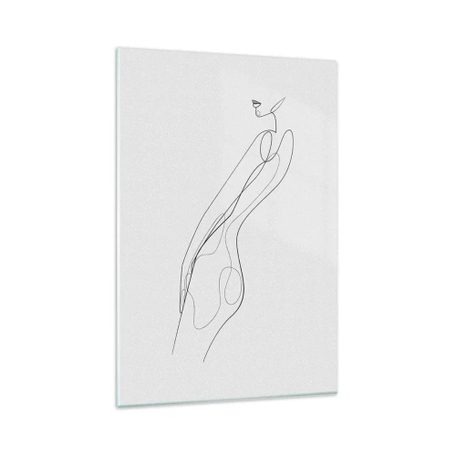 Obraz na szkle - Minimalistyczna linia ukazująca sylwetkę na jasnym tle - 80x120cm - Zaledwie obietnica - Nowoczesna dekoracja ścienna do salonu i sypialni ARTTOR