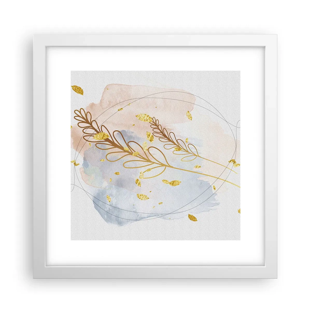 Plakat w białej ramie - Złoty podmuch - 30x30 cm